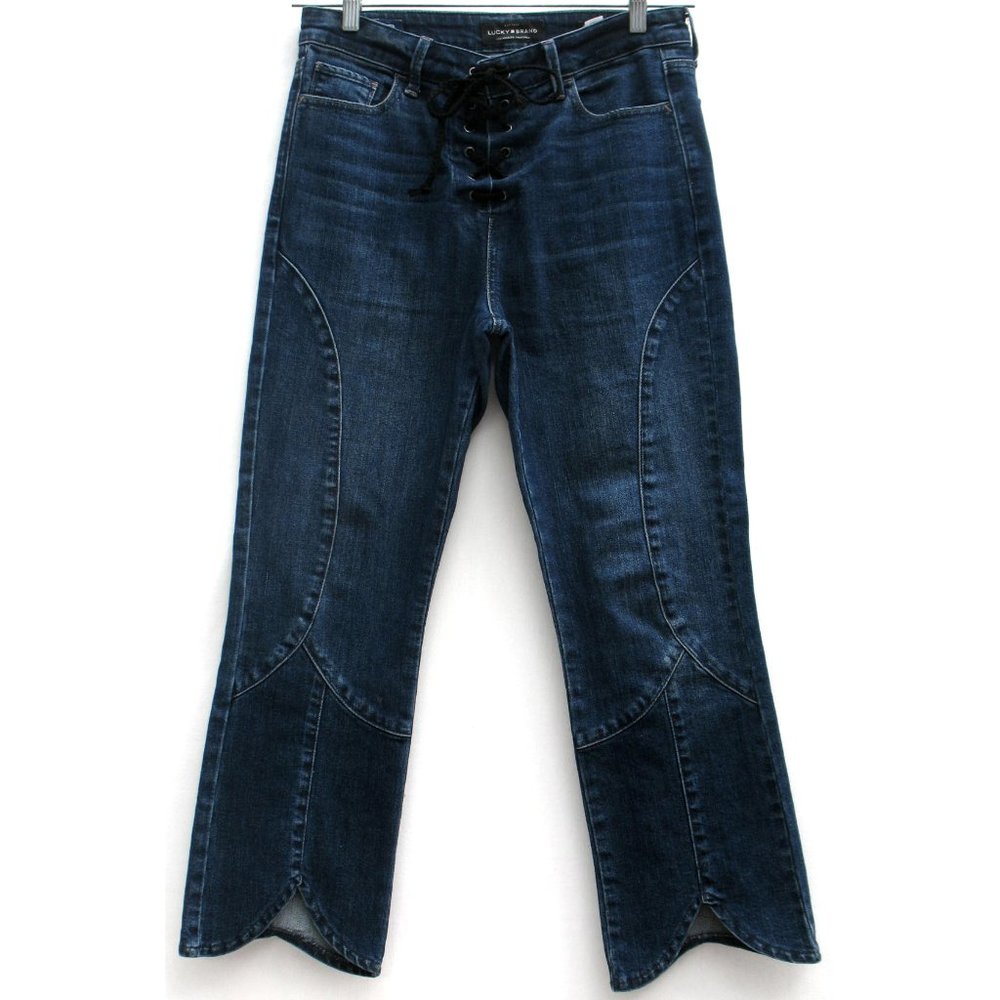 Lucky Brand Lace Up Bridgette Capri Flare Sz 6